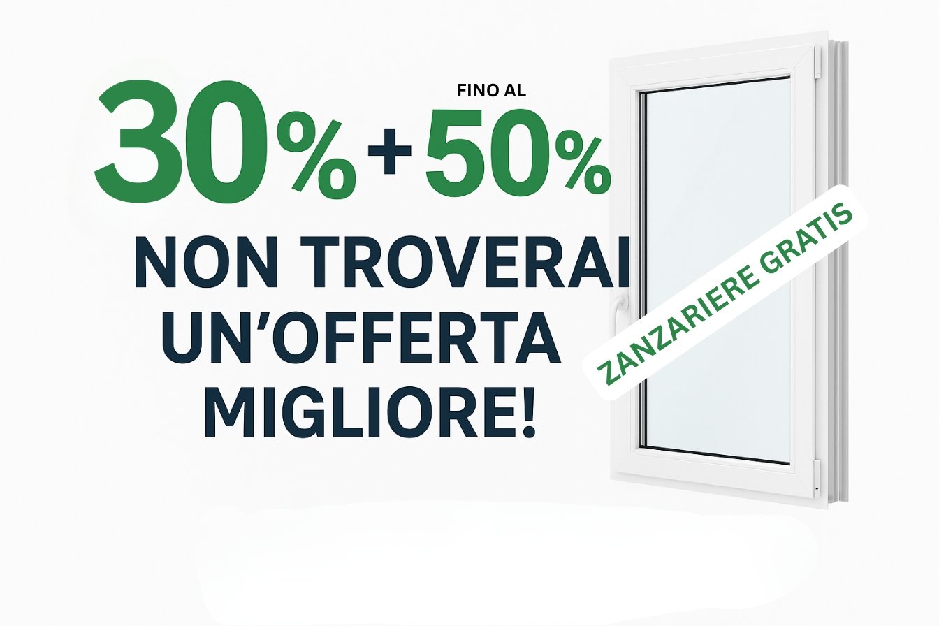 Offerta promozionale serramenti con sconto 30% e bonus 50%