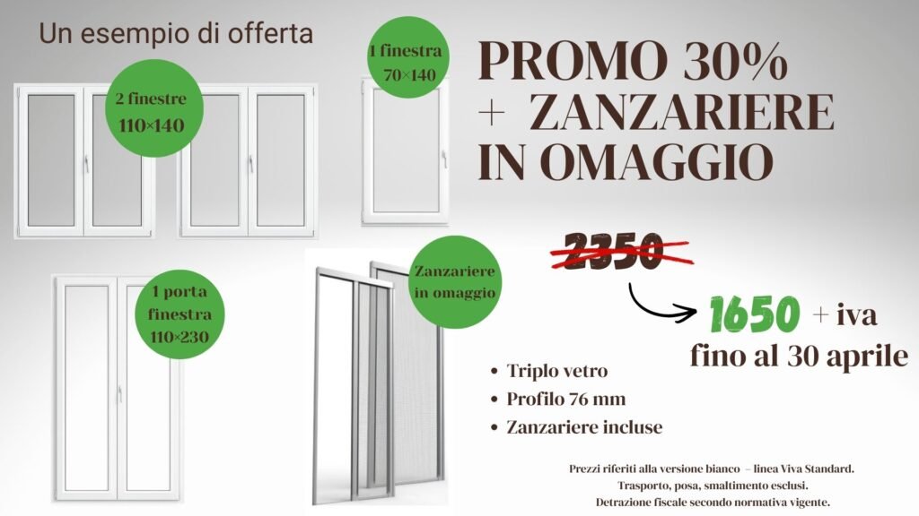 Offerta promozionale serramenti con zanzariere in omaggio