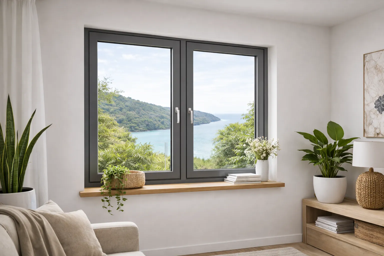 Finestra in alluminio per ambienti moderni con ampia luce naturale.